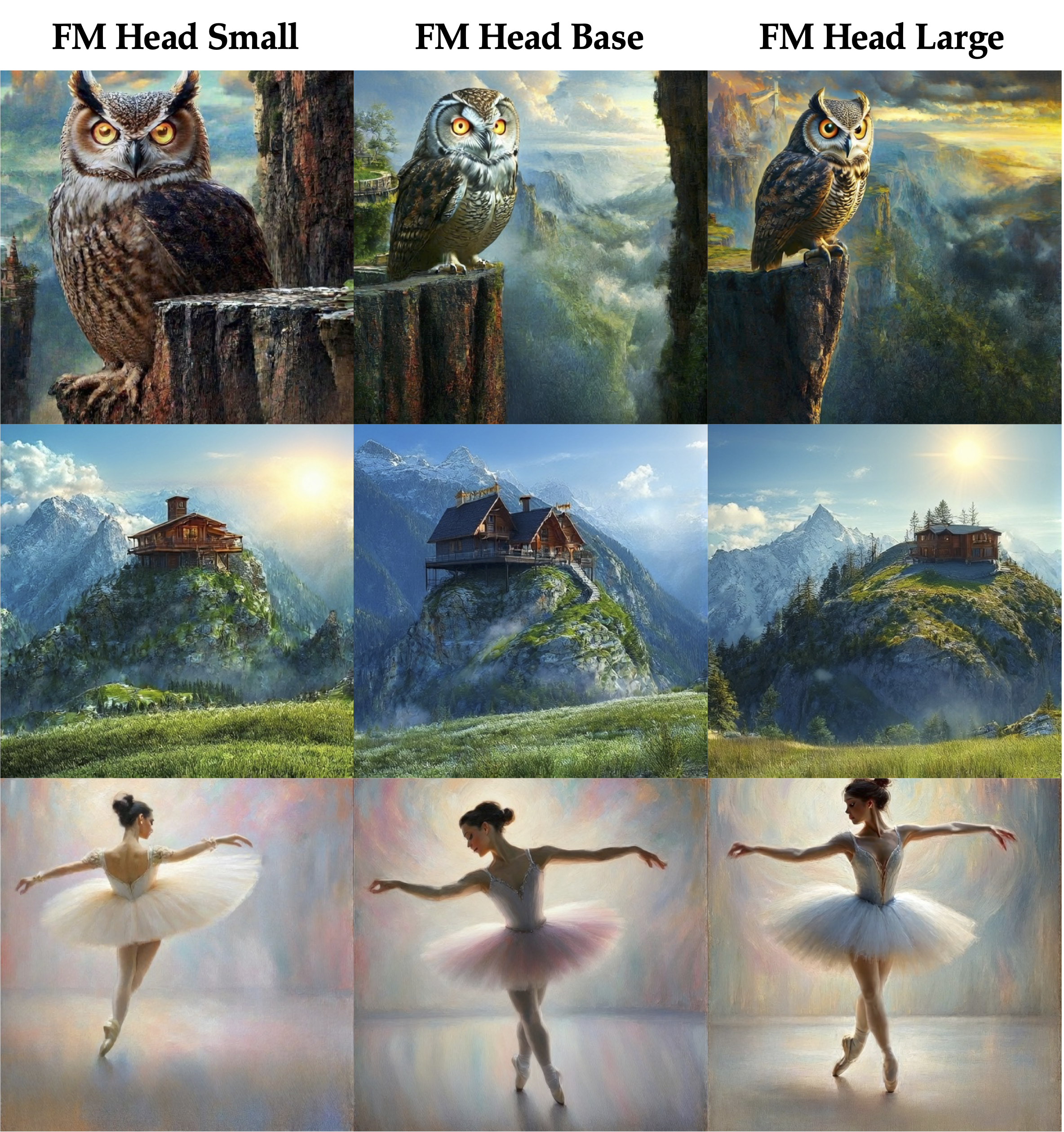 Flow-matching head scale ablation